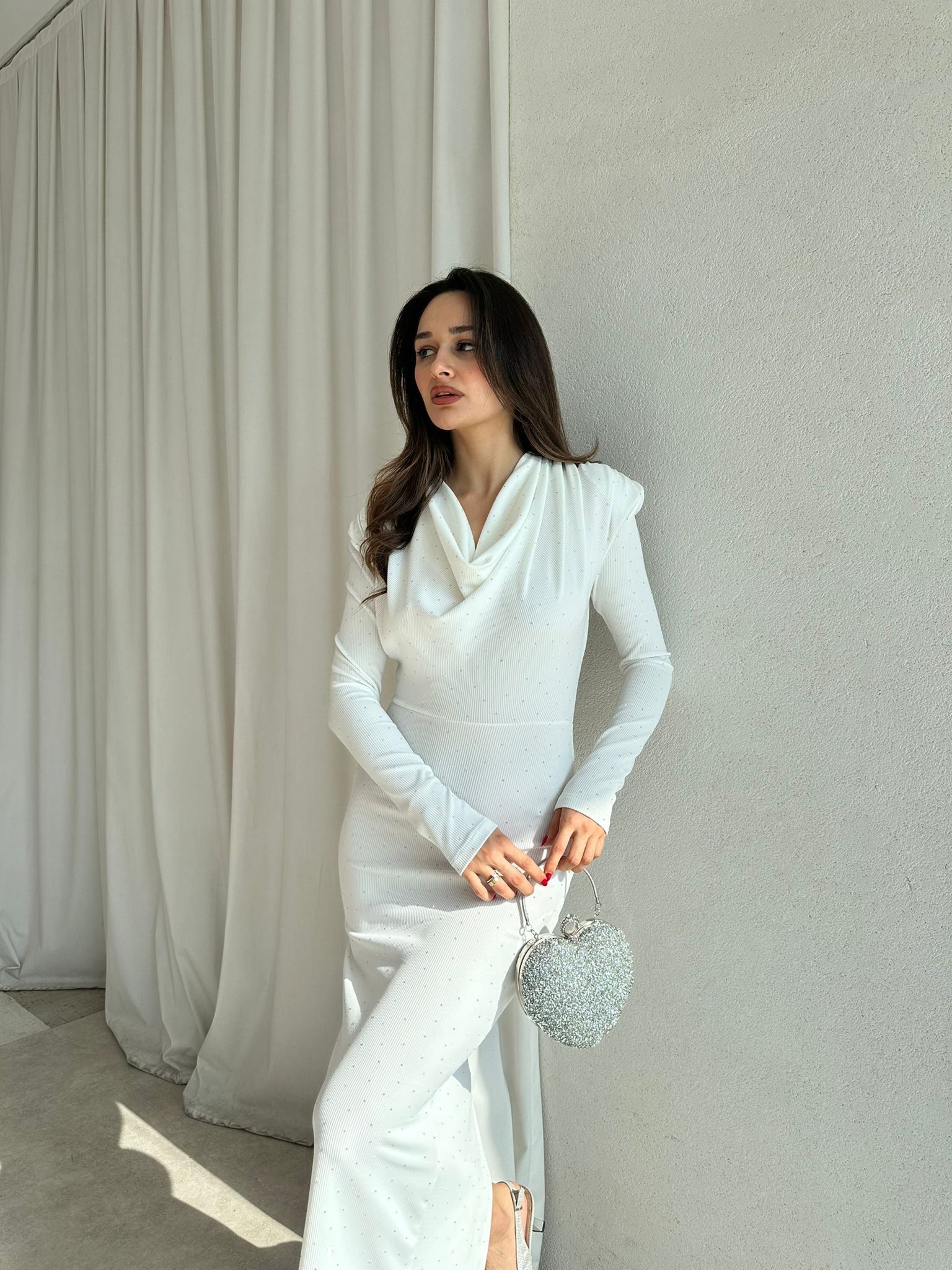 GLEAM Elbise 8805 - Beyaz