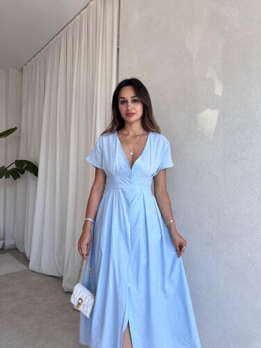 GLOW Midi Elbise 4976 - Mavi - Mooi Butik