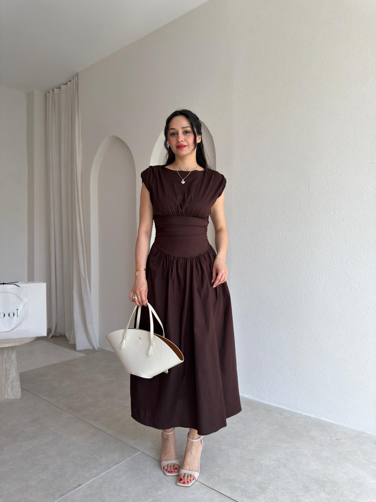 GOAT Midi Elbise 5512 - Acı Kahve