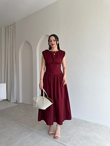 GOAT Midi Elbise 5512 - Bordo - Mooi Butik