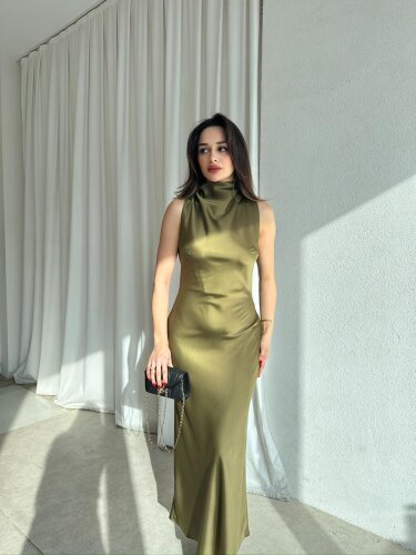 GODWİN Maxi Elbise 6493 - Yağ Yeşili - Mooi Butik