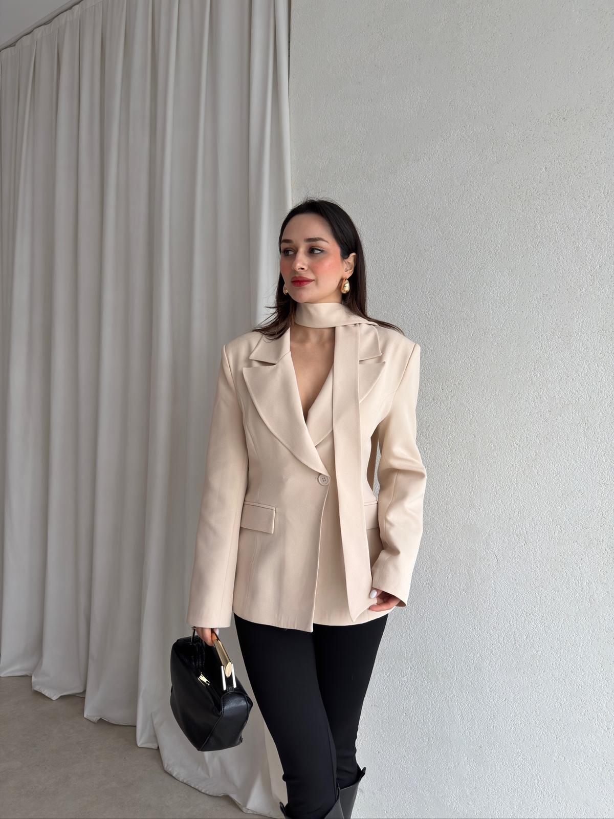 GOLDEN Şallı Ceket 8598 - Krem