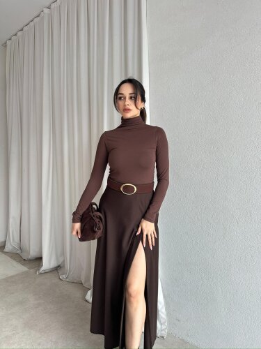 GRETA Midi Etek 8697 - Acı Kahve - Mooi Butik