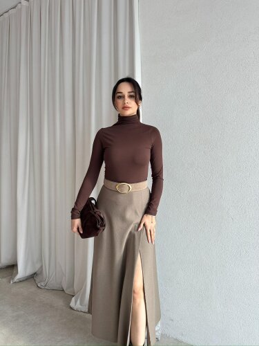 GRETA Midi Etek 8697 - Vizon - Mooi Butik