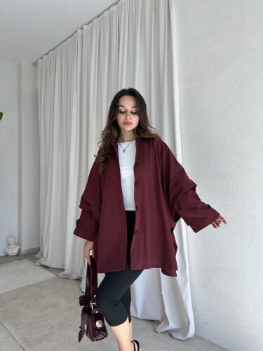 GROK Ceket 8538 - Bordo - Mooi Butik