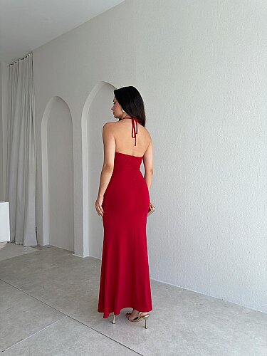 GUİDO Degaje Maxi Elbise 4014 - Kırmızı - 3