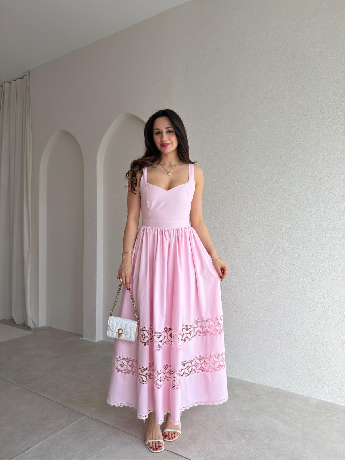 HESTİA Midi Elbise 6871 - Pudra