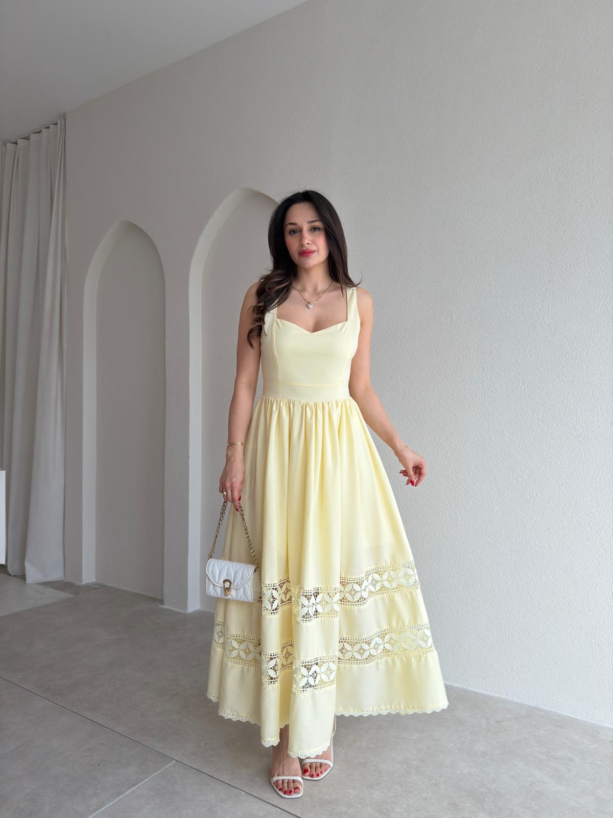 HESTİA Midi Elbise 6871 - Sarı