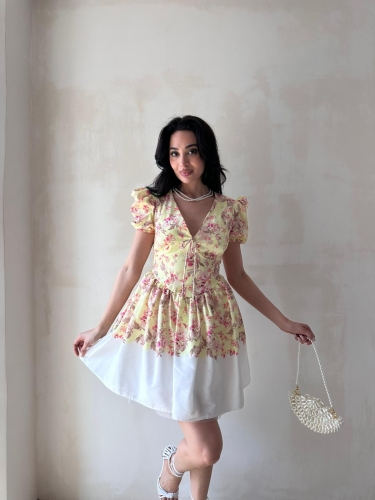 HİLARY Mini Elbise 5096 - Sarı - Mooi Butik