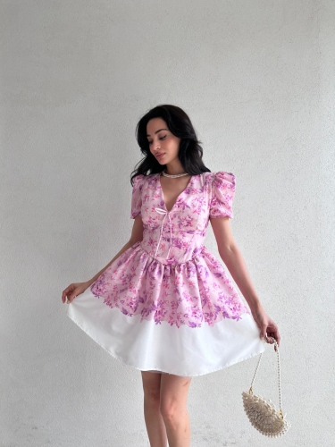 HİLARY Mini Elbise 5096 - Pembe - Mooi Butik