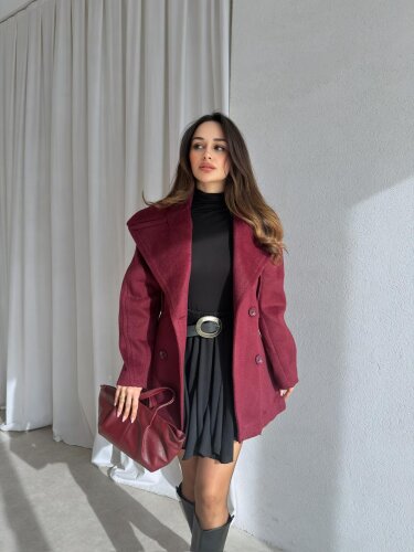 HİLTON Kaşe Ceket 8799 - Bordo - Mooi Butik