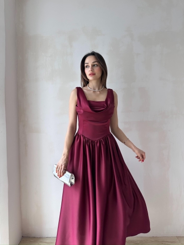 HİPATİA Maxi Elbise 5090 - Bordo - 1