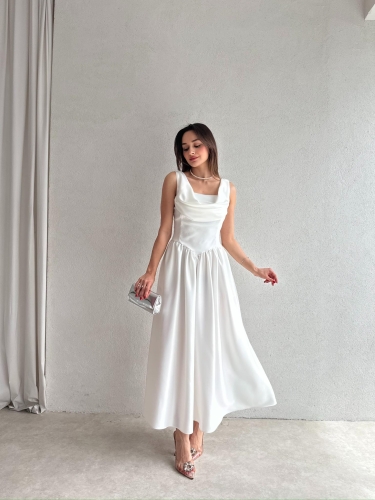 HİPATİA Maxi Elbise 5090 - Beyaz - 2