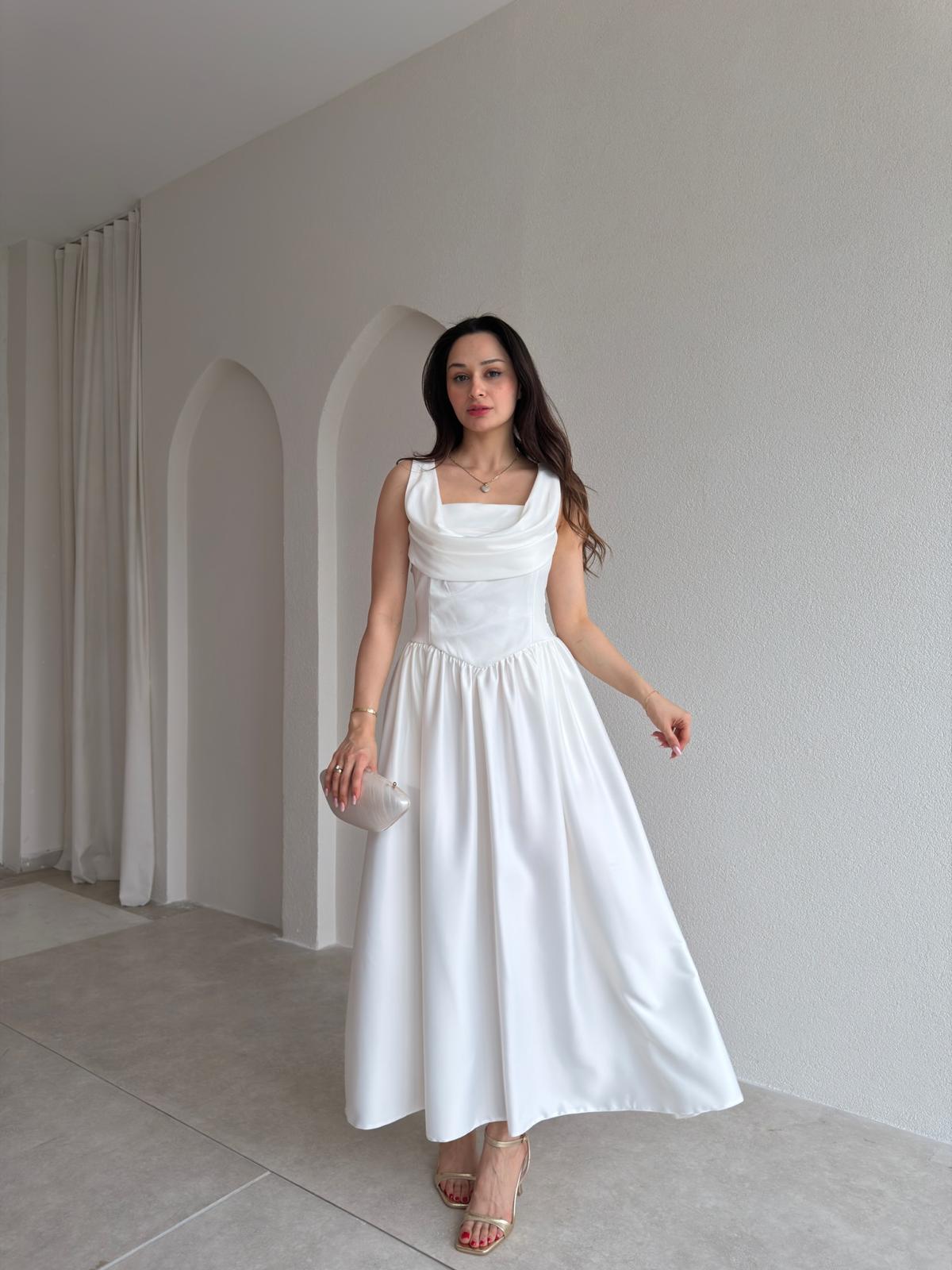 HİPATİA Maxi Elbise 5090 - Beyaz