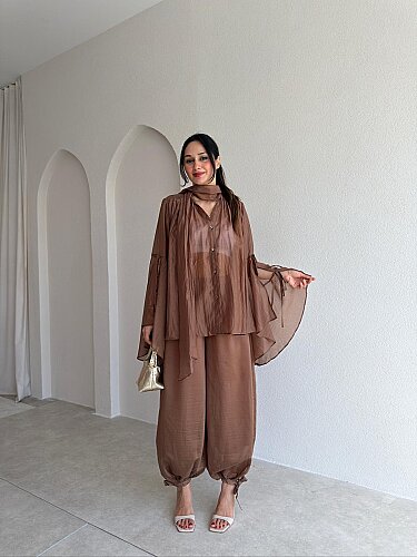  İNDİA Takım 4006 - Kahverengi - Mooi Butik