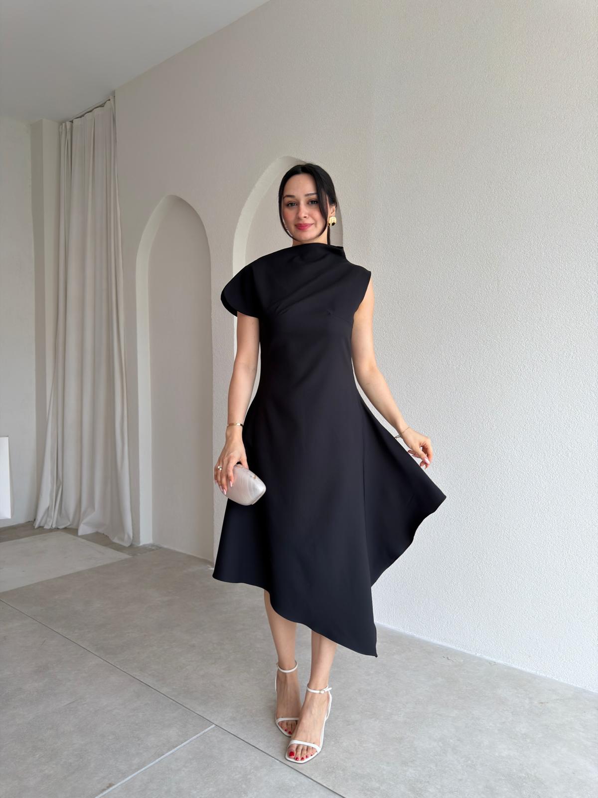 JARRİEL Midi Elbise 8091 - Siyah