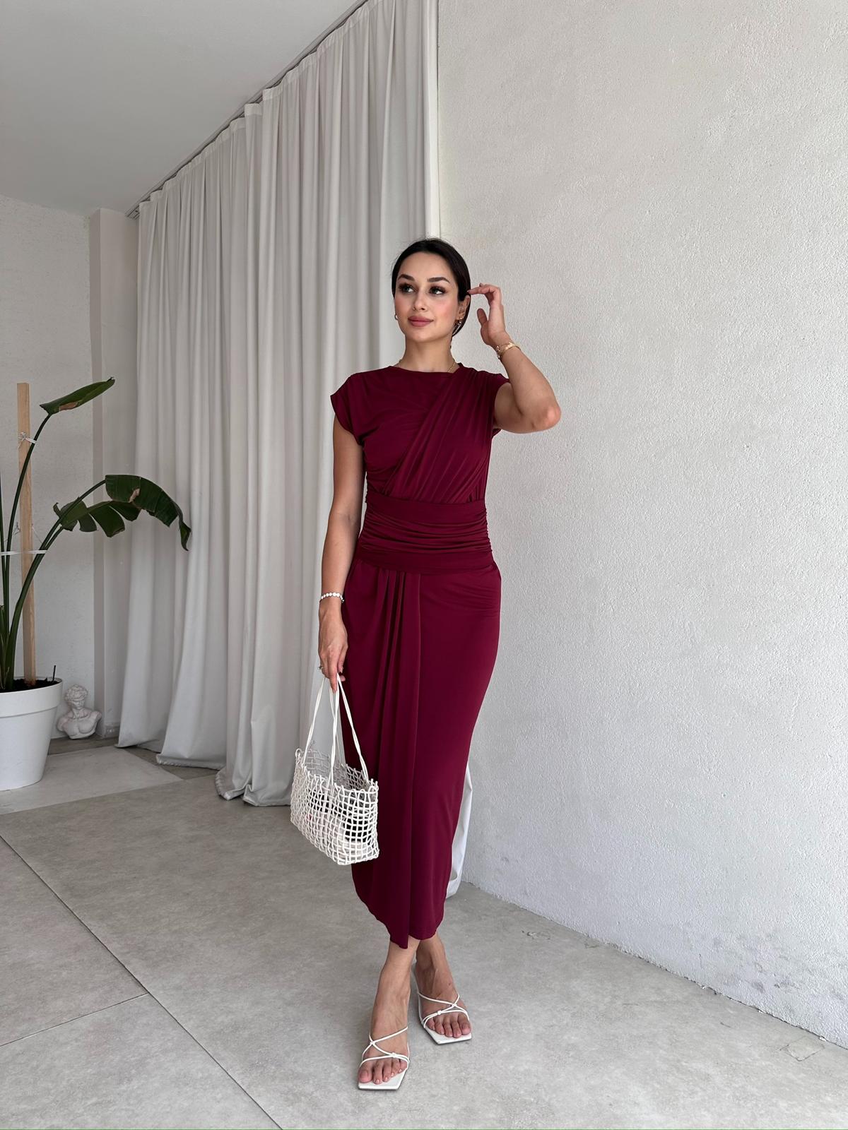JARVİS Midi Elbise 8051 - Bordo
