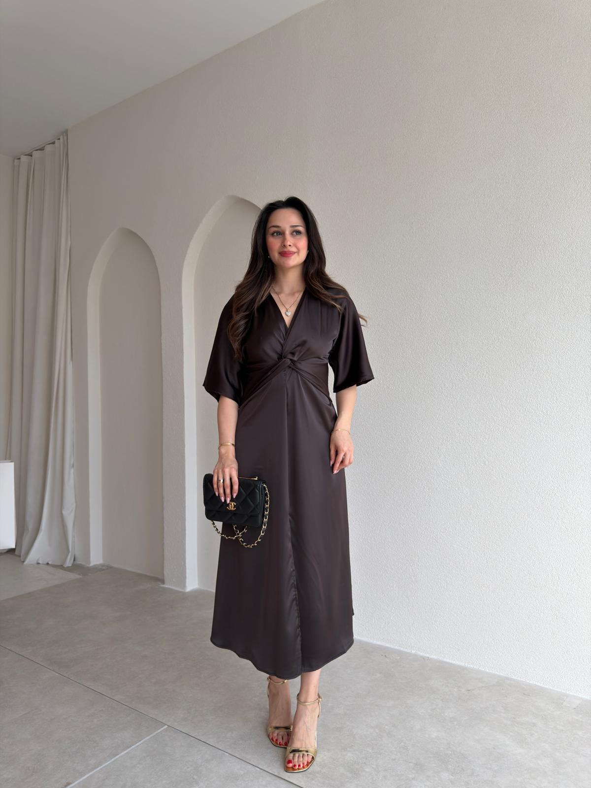JENNER Midi Elbise 8744 - Acı Kahve