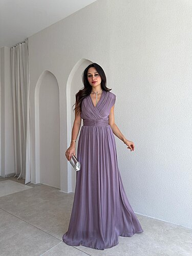 JİVA Maxi Elbise 3049 - Lila - Mooi Butik