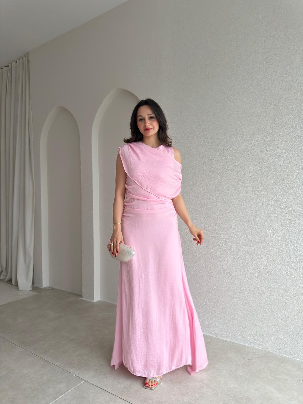 JORDAN Midi Elbise 8915 - Pembe