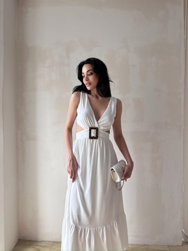 JOULE Maxi Elbise 7711 - Beyaz - Mooi Butik