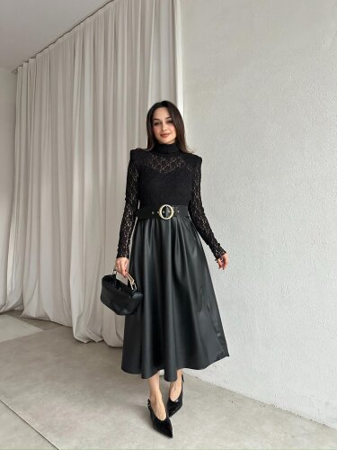 JUNA Elbise 1458 - Siyah - Mooi Butik