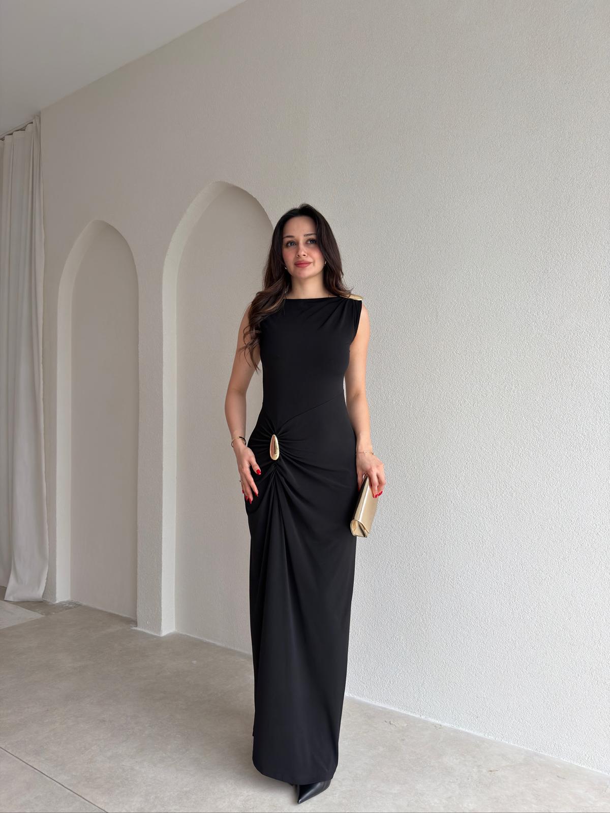 JUNGLE Maxi Elbise 7891 - Siyah