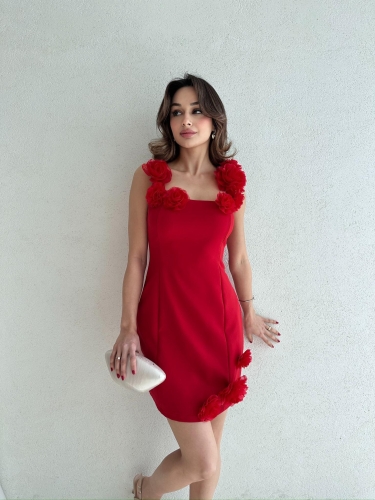 JUNİPER Mini Elbise 5025 - Kırmızı - Mooi Butik