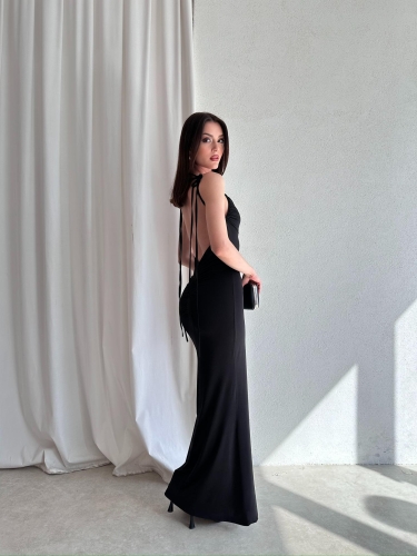 JUNO Maxi Elbise 3276 - Siyah - Mooi Butik