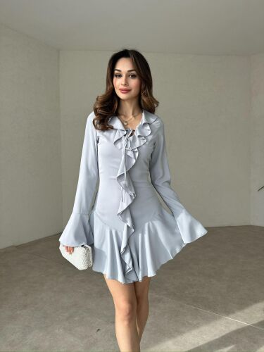 KEATS Mini Elbise 7484 - Gri - Mooi Butik