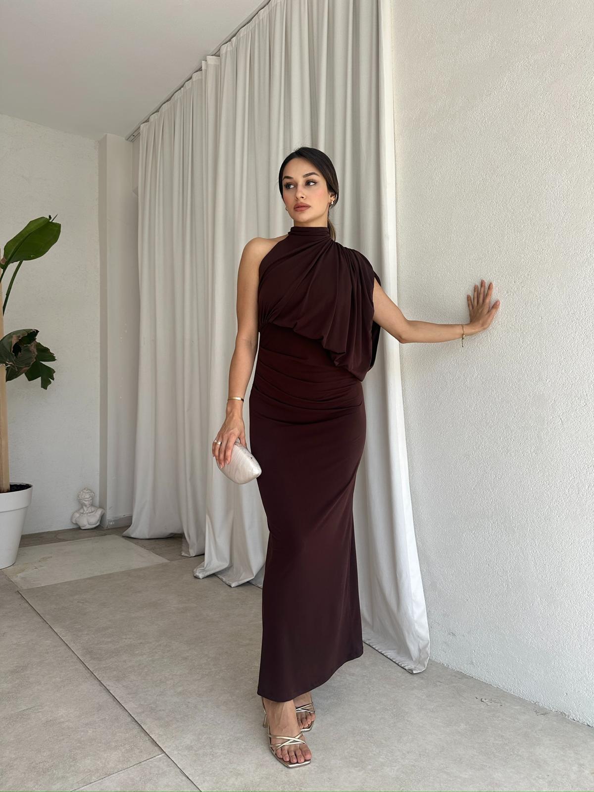 KLAUS Maxi Elbise 8267 - Acı Kahve