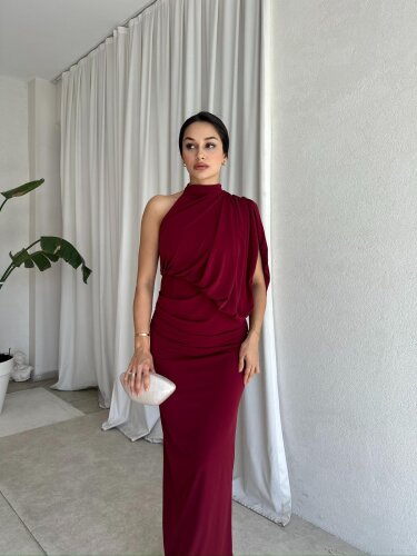 KLAUS Maxi Elbise 8267 - Bordo - Mooi