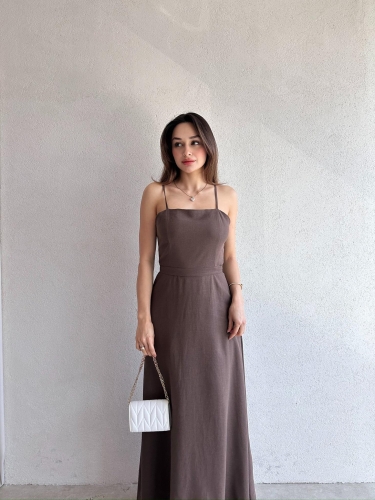 LAMBORN Maxi Elbise 9690 - Acı Kahve - Mooi Butik