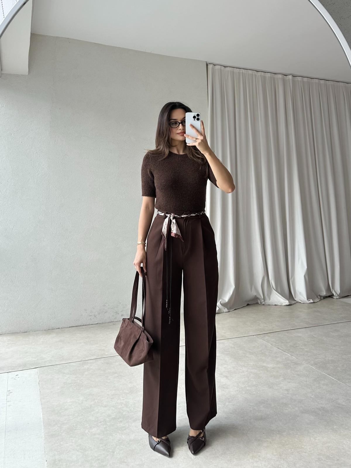 LAMİRA Kemerli Pantolon 8260 - Acı Kahve