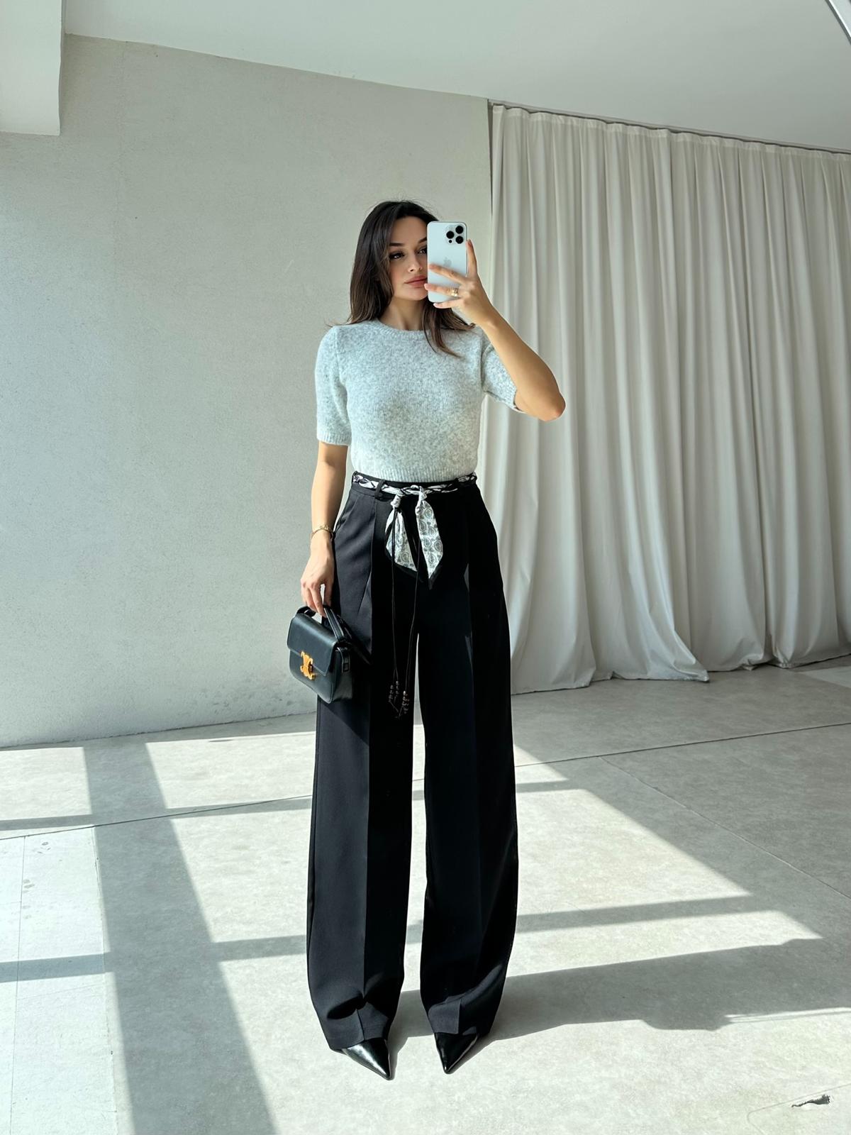  LAMİRA Kemerli Pantolon 8260 - Siyah