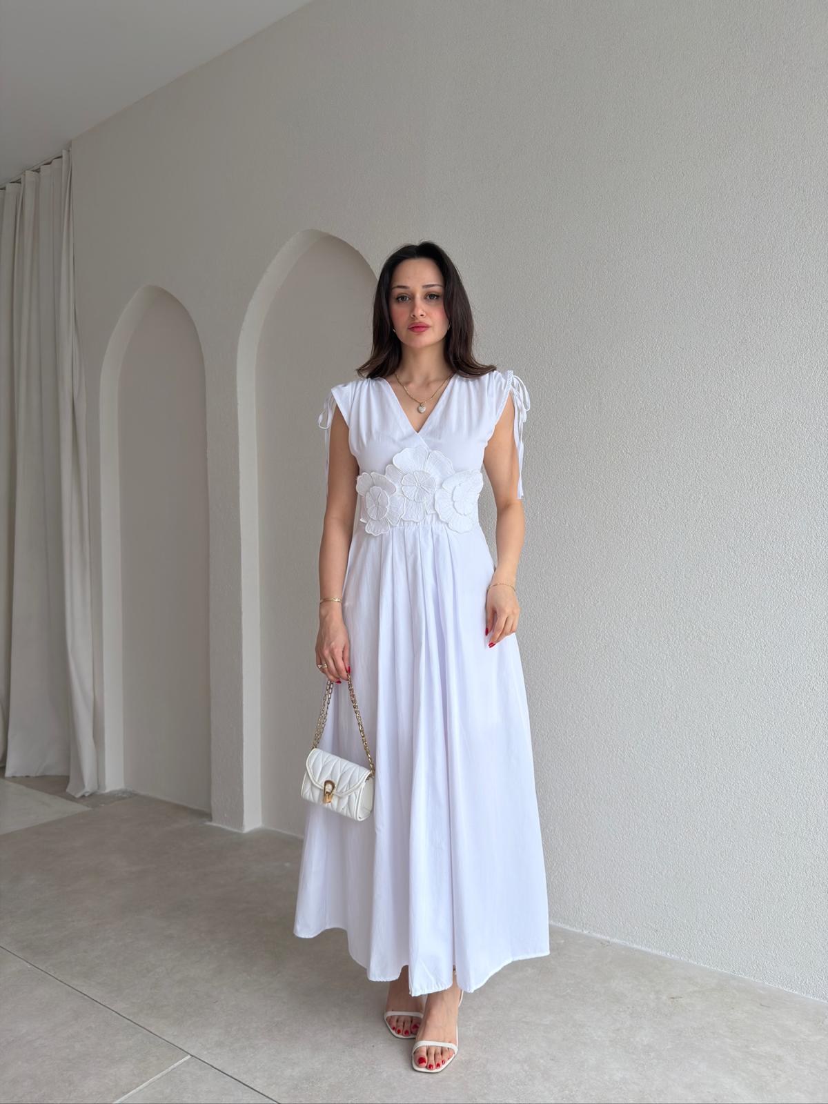 LARRY Midi Elbise 6523 - Beyaz