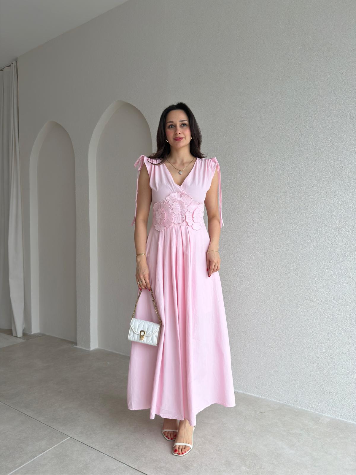 LARRY Midi Elbise 6523 - Pembe