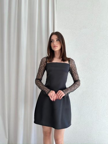 LARS Mini Elbise 7912 - Siyah - Mooi Butik