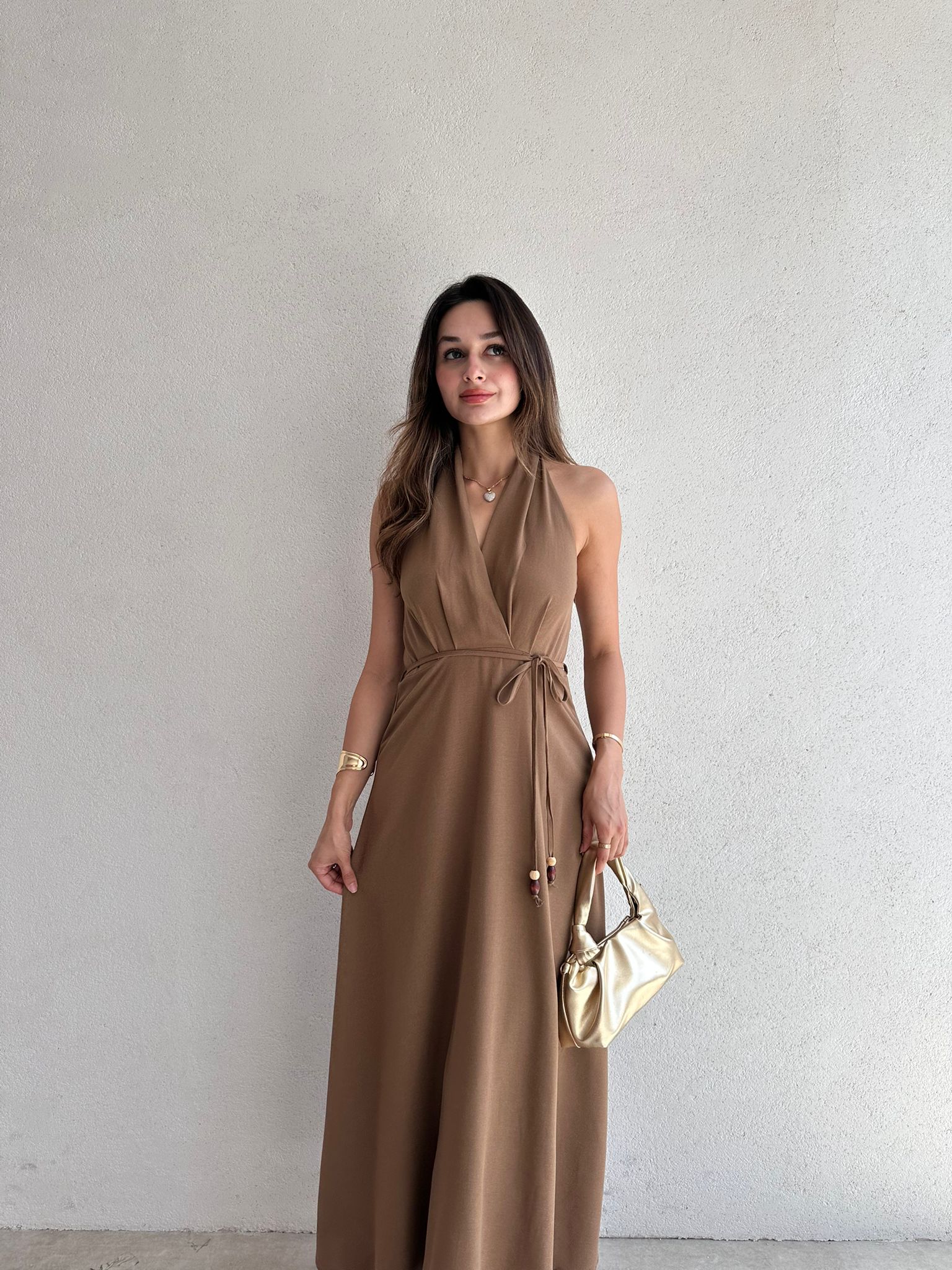LATEC Maxi Elbise 6459 - Kahverengi