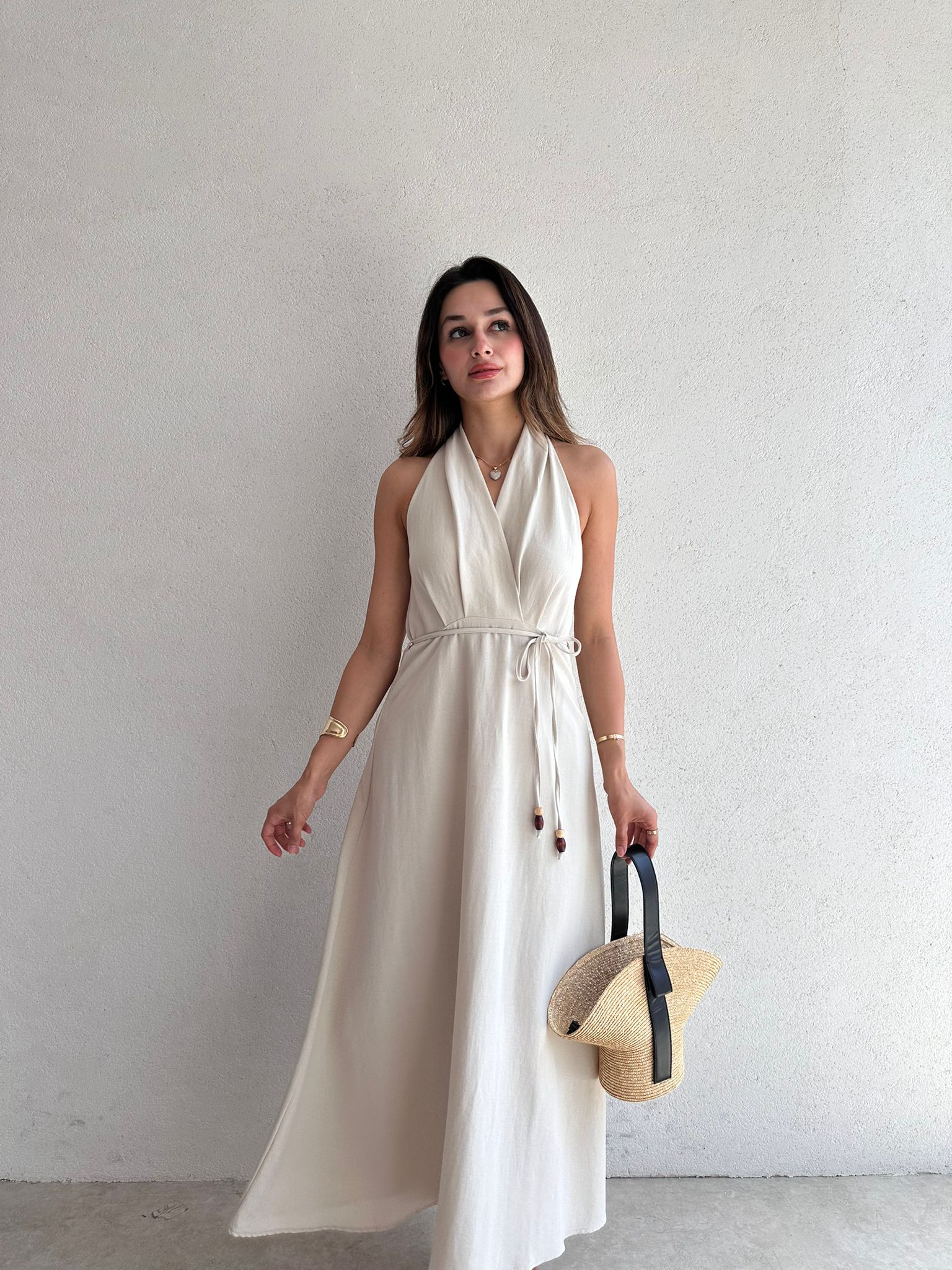 LATEC Maxi Elbise 6459 - Bej