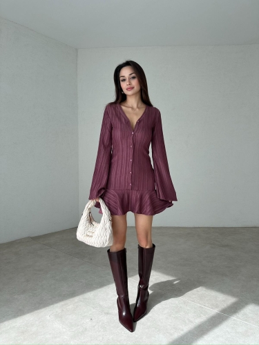 LAURENT Mini Elbise 8282 - Gül Kurusu - 2