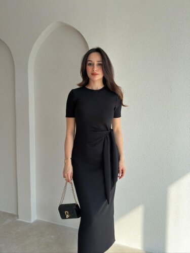 LEBRON Midi Elbise 9051 - Siyah - Mooi Butik