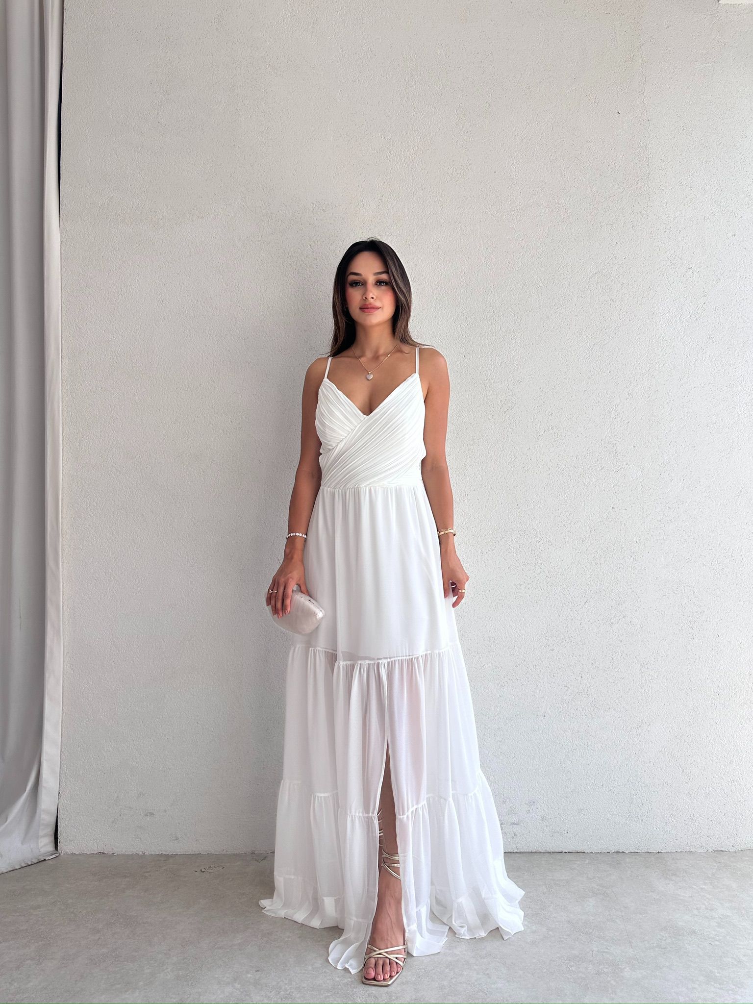 LİBERTE Maxi Elbise 8969 - Beyaz