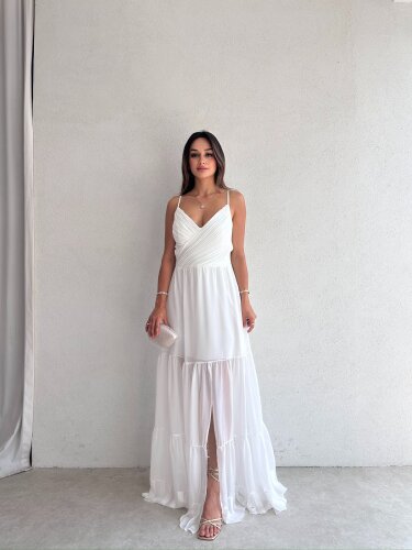 LİBERTE Maxi Elbise 8969 - Beyaz - Mooi Butik