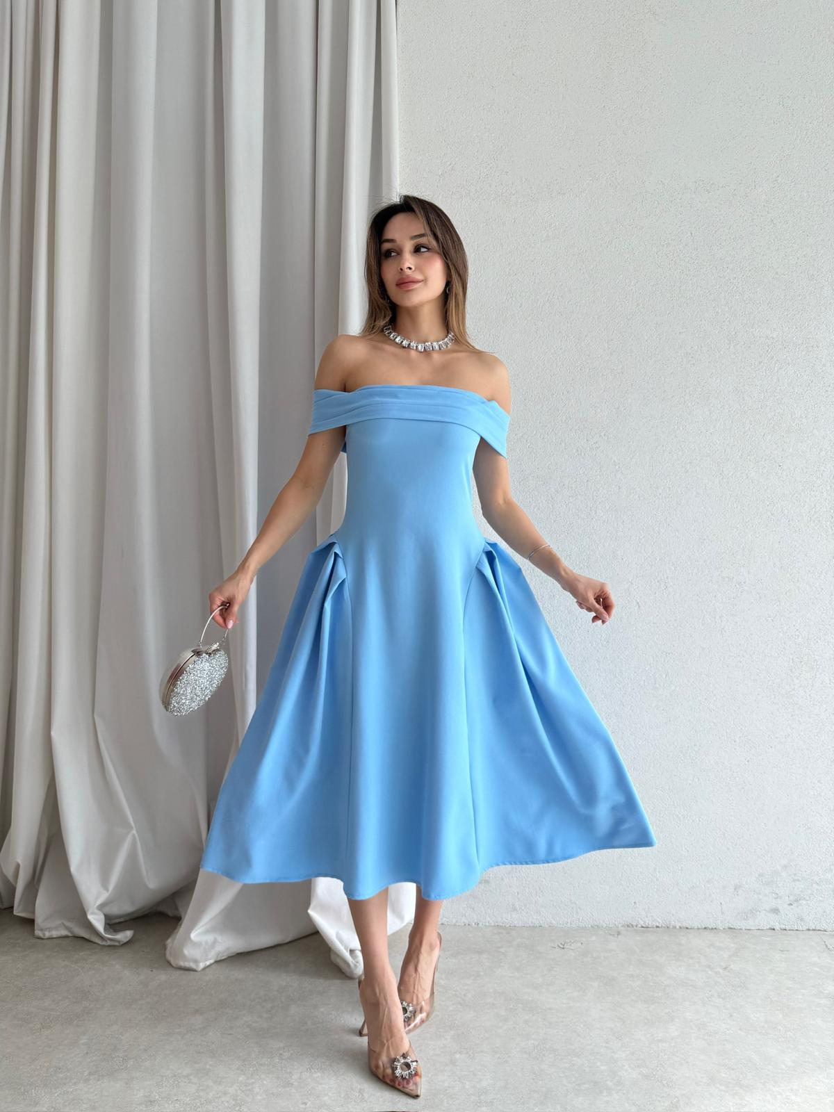 LODA Midi Elbise 5042 - Mavi