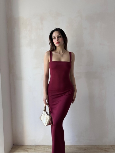 LOVELACE Maxi Elbise 3922 - Bordo - 2
