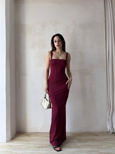 LOVELACE Maxi Elbise 3922 - Bordo - 1