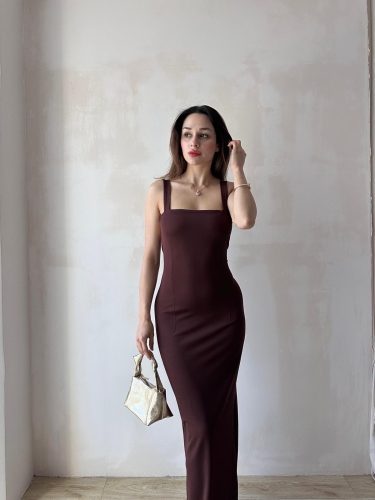 LOVELACE Maxi Elbise 3922 - Acı Kahve - 2
