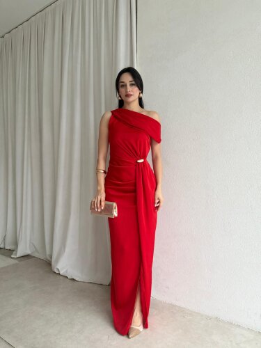 MAJA Maxi Elbise 8910 - Kırmızı - Mooi Butik