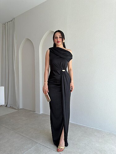 MAJA Maxi Elbise 8910 - Siyah - Mooi Butik